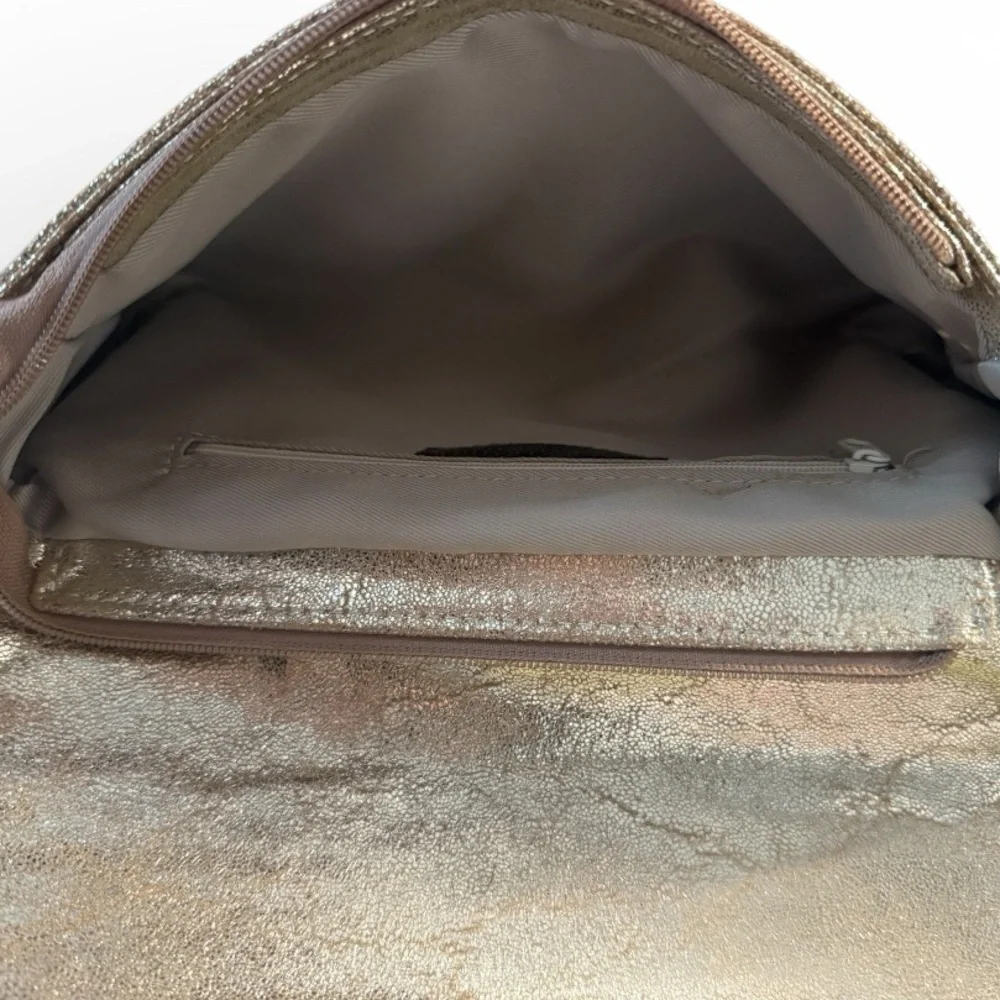 Metallic Gold Crossbody Clutch with Chain Strap
